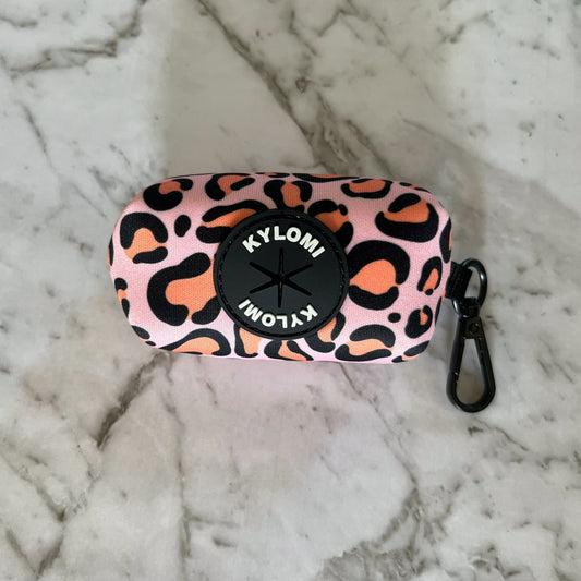 Coral Leopard Poop Bag Holder